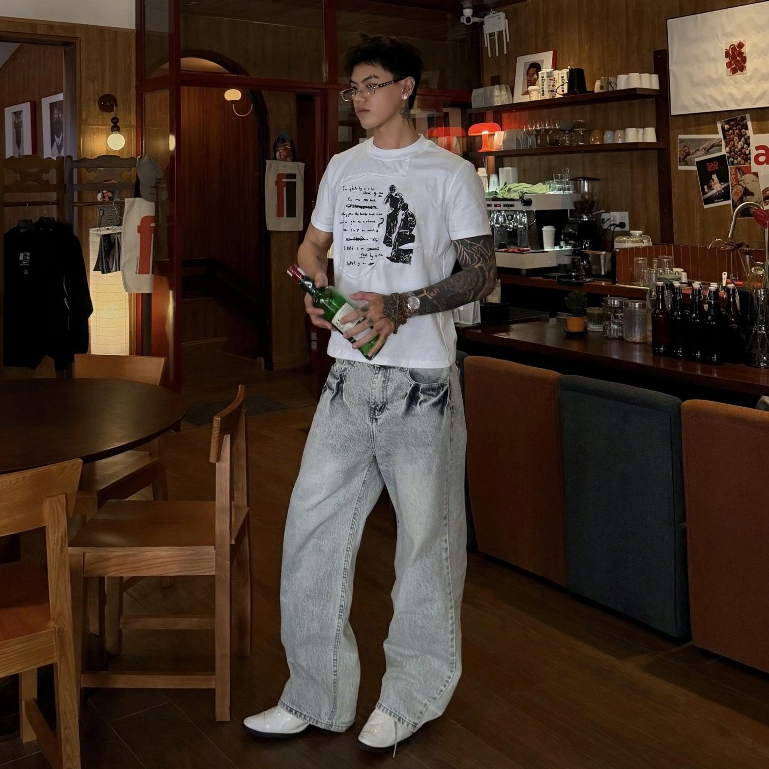 Bad Choices | Quần jeans ống suông PLAIN wash màu phong cách Menswear | BigBuy360 - bigbuy360.vn