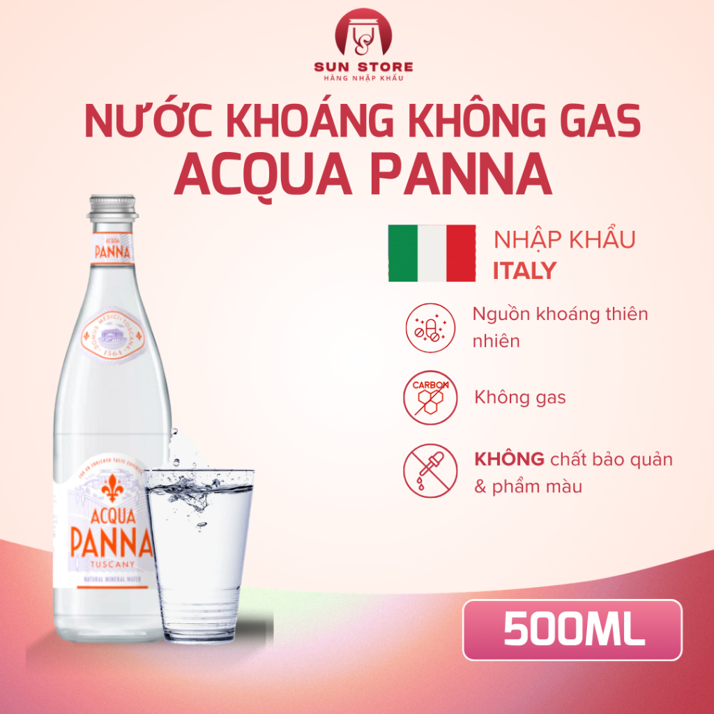 NƯỚC KHOÁNG KHÔNG GAS ACQUA PANNA 500ML - Nước Khoáng Tự Nhiên, Nhập Khẩu Ý