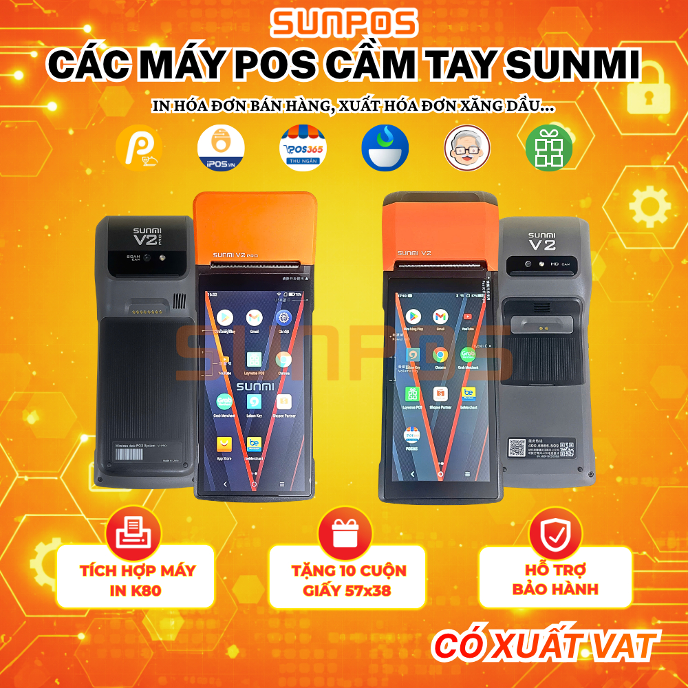 [HÀNG CŨ THANH LÝ] TỔNG HỢP CÁC DÒNG MÁY POS CẦM TAY SUNMI V2 / V2PRO