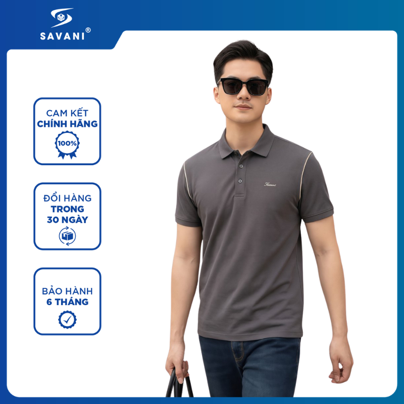 Áo Thun Polo Nam SAVANI Thiết Kế Basics, Áo Polo Nam Thể Thao Thoáng Khí, Bền Màu MPS206S5