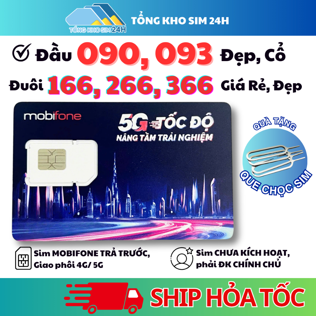 Sim Đầu 09 Đuôi 166, 266, 366 Giá Rẻ, Mobifone Số Cổ, Số Đẹp, Dễ Nhớ [Sim chưa kích hoạt][Phải ĐKCC]