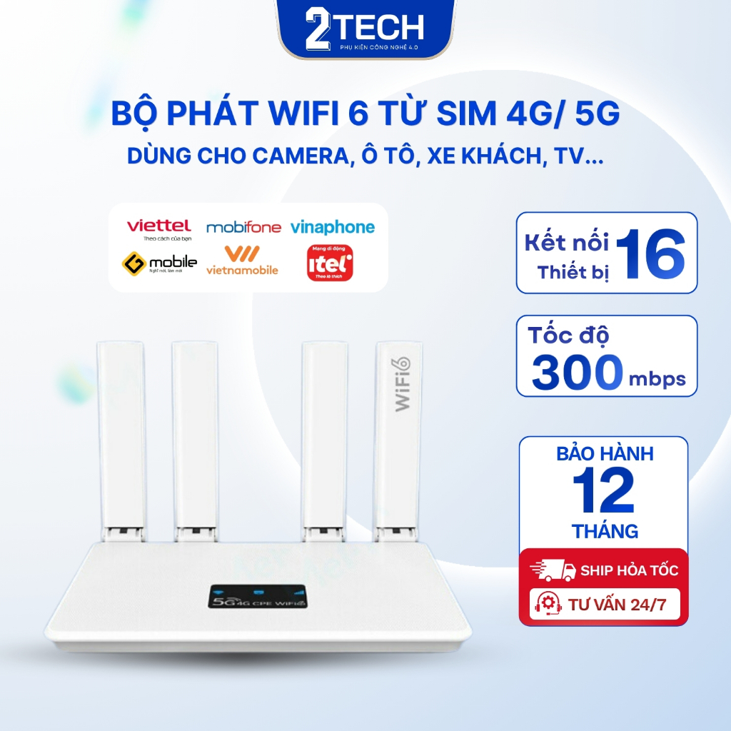 Bộ Phát Wifi 6 Từ Sim Data R611C R611V- Tốc Độ Cao 300Mbps- 4 Râu Ăng Ten thật- Giao diện tiếng Việt