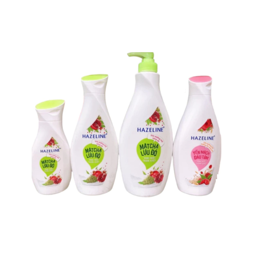 Sữa dưỡng thể Hazeline dưỡng trắng da Matcha Lựu đỏ 370 ml