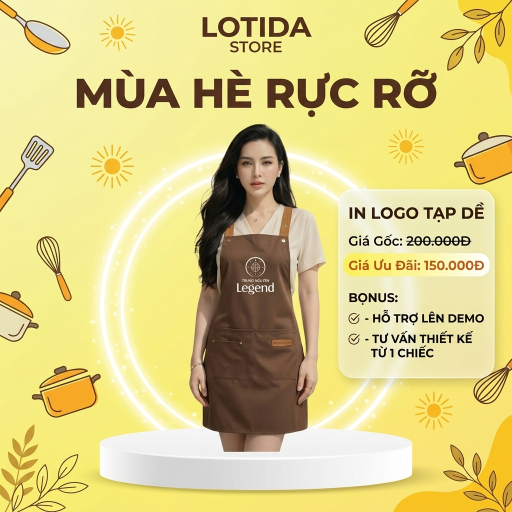 In lo go thương hiệu theo yêu cầu,In tạp dề nấu ăn,quán cafe,tiệm nail,quán cắt tóc