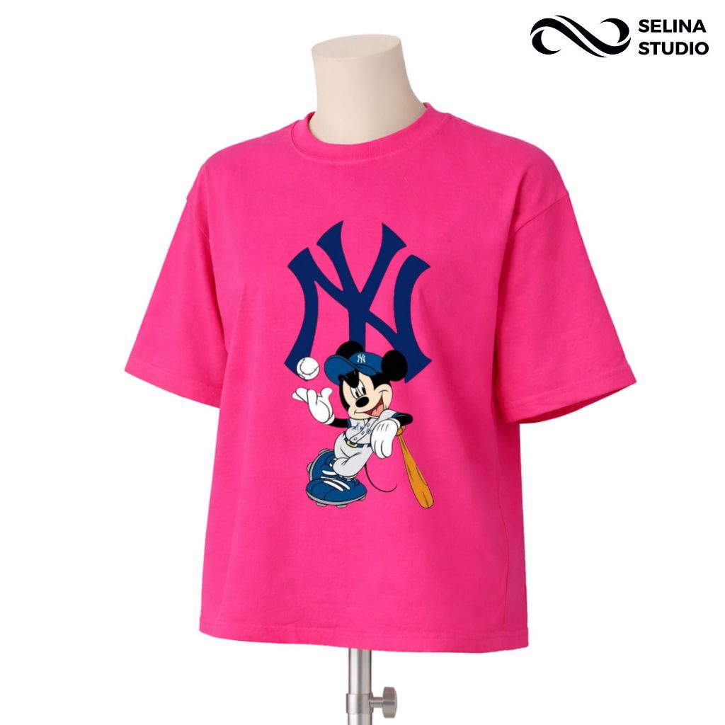 Áo Thun NY Mickey Bóng Chày Unim Fashion Form Unisex Nhiều Màu Vải Cotton 250gsm SelinaStudio