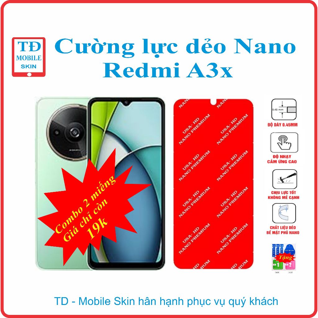 Cường lực dẻo bảo vệ màn hình điện thoại Xiaomi Redmi A3x