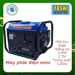 Máy phát điện mini Toshi cho gia đình chạy xăng Động cơ 2 thì 1200w, tiết kiệm nhiên liệu,bh6