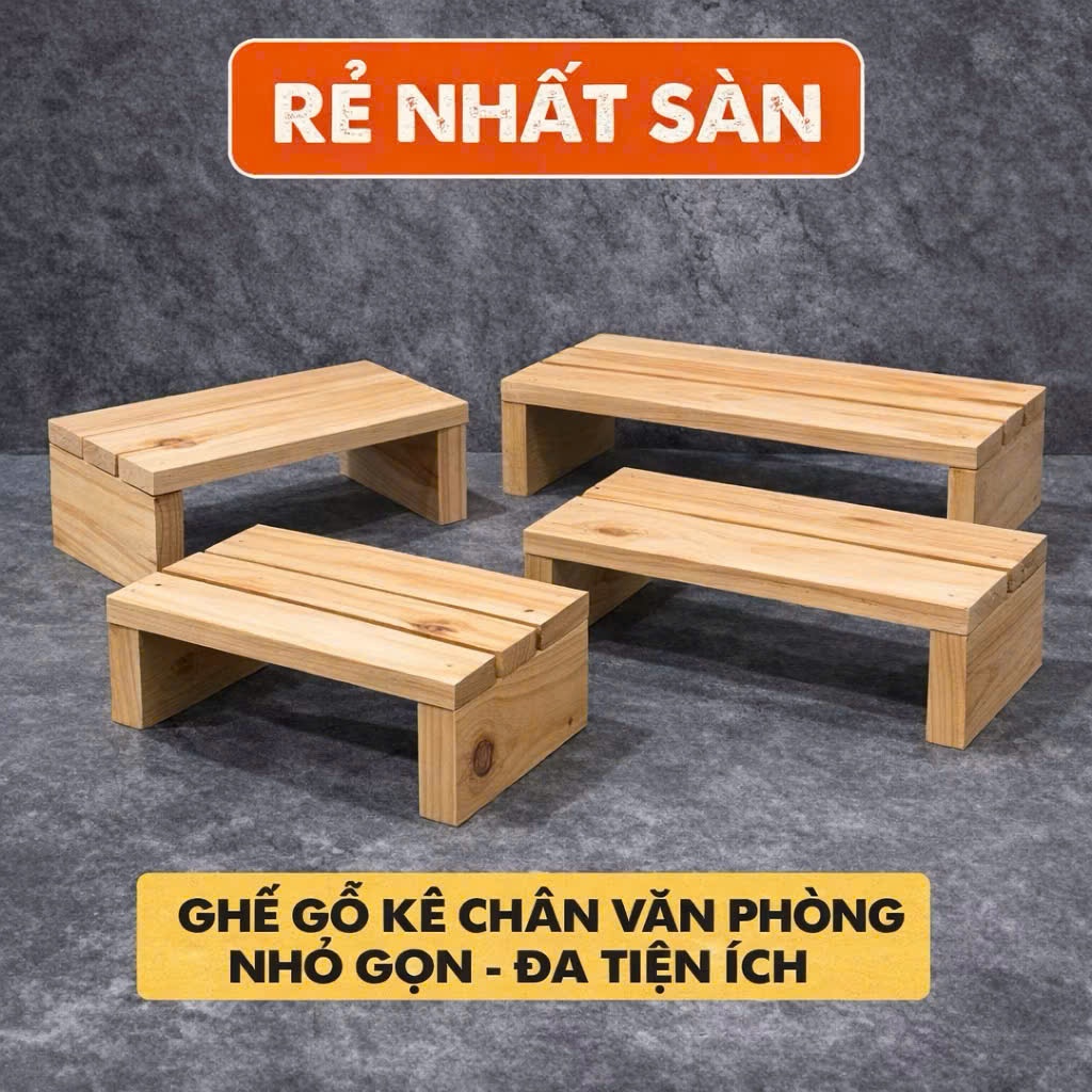 Ghế Gỗ Kê Chân Văn Phòng Nhỏ Gọn – Ghế Đẩu Gỗ Ngồi Bệt Chắc Chắn | KIKI HOME