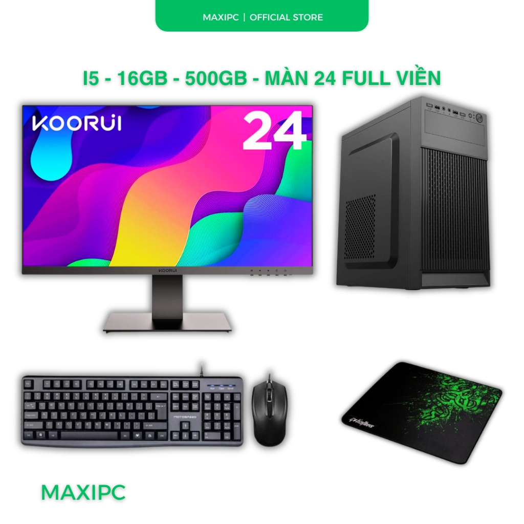 PC i5 16GB 120GB Full Bộ Màn Hình 19 20 22 24 Inch Văn Phòng Học Online Capcut Canva Mượt GIá Rẻ