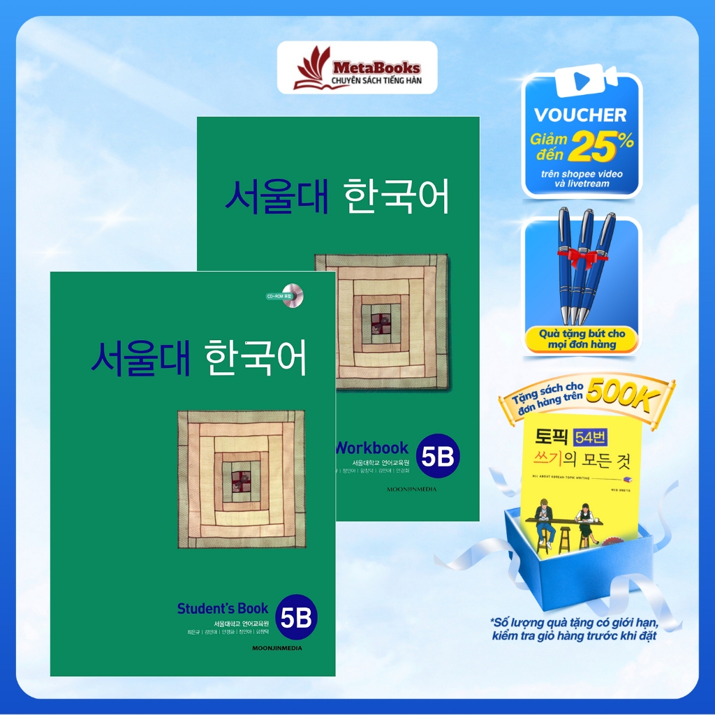 Giáo Trình Tiếng Hàn Seoul 5B 서울대 한국어 Student Book, Workbook, Gồm Giáo Trình Và Bài Tập - MetaBooks 