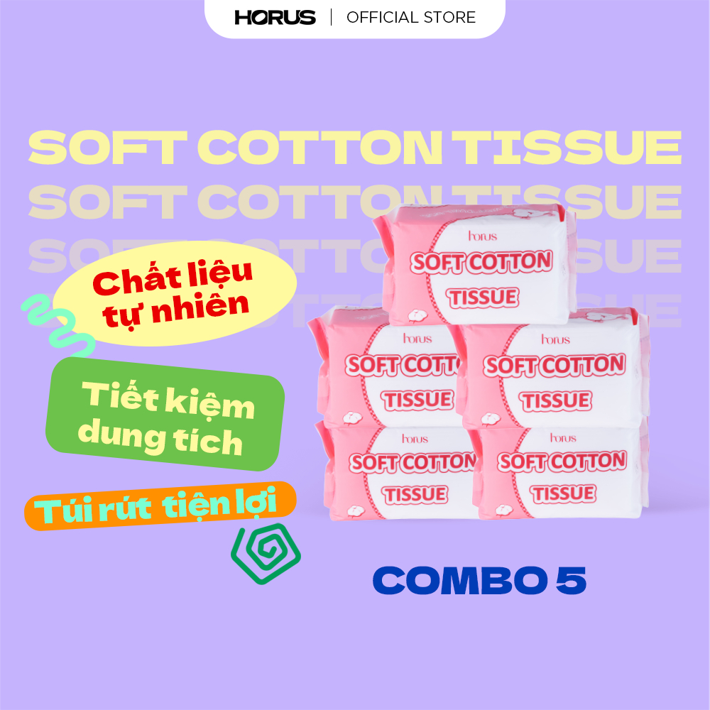 [ĐỘC QUYỀN] Combo 5 Horus Khăn khô đa năng Soft Cotton Tissue 80pcs