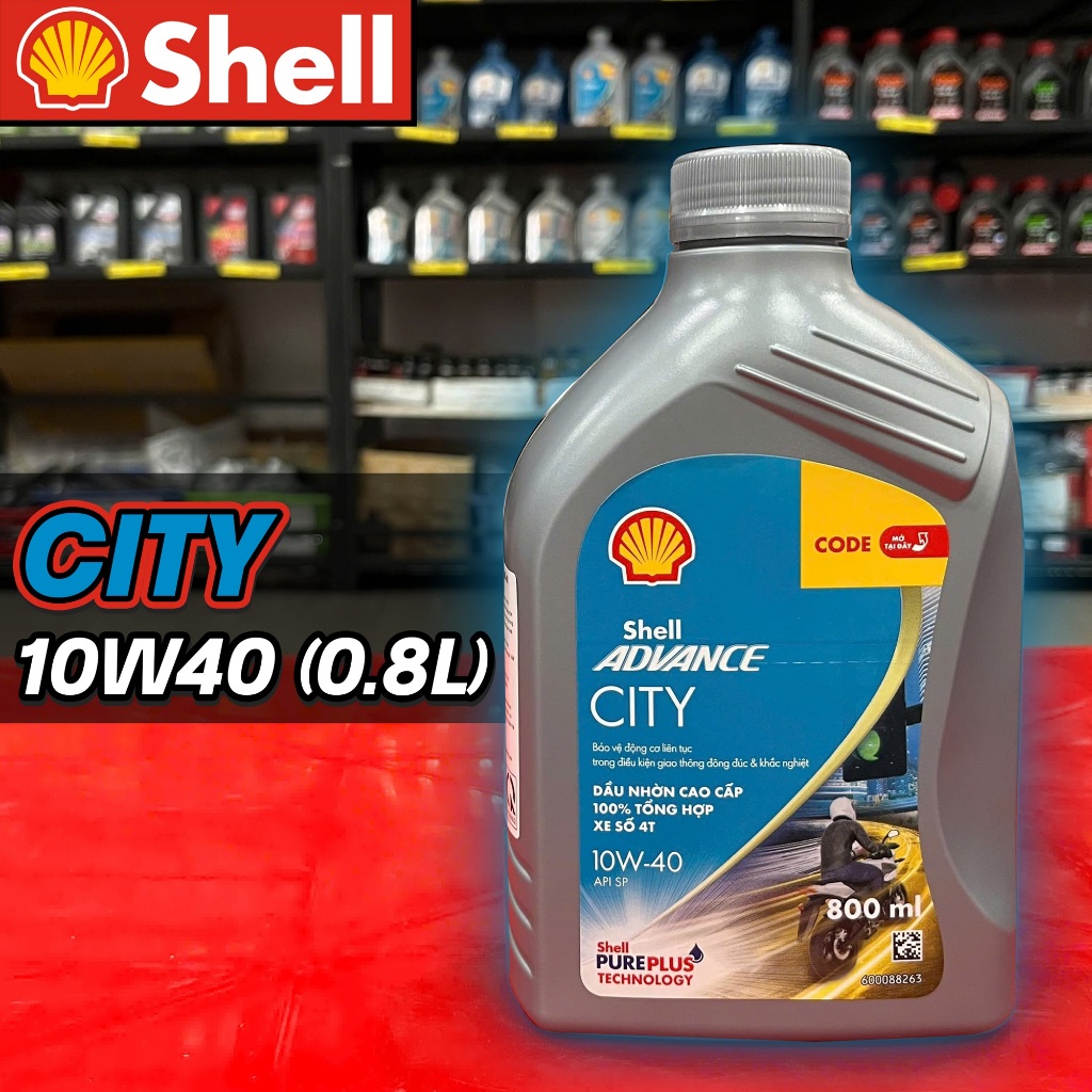 Nhớt Shell Advance City 10W40 dung tích 0.8L hoặc 1L (940018) (940017)