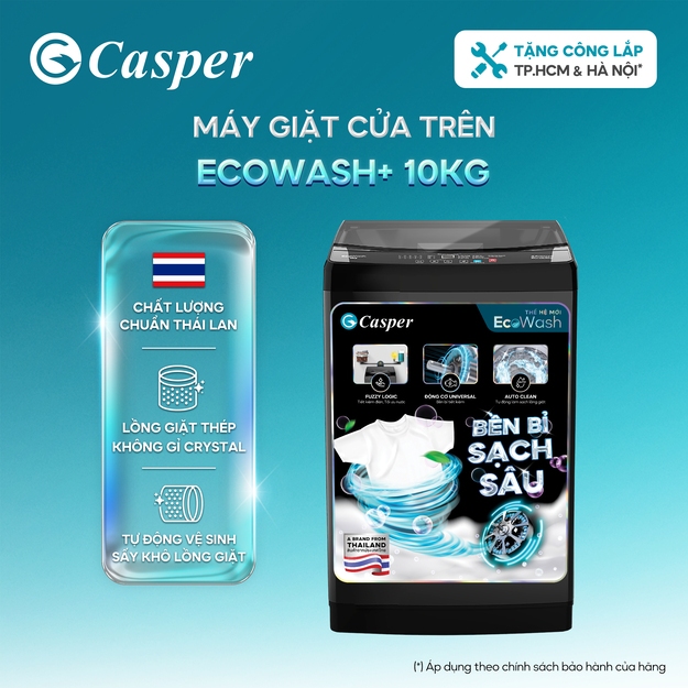 [Shopee - Lắp đặt 0Đ HN HCM] Máy giặt cửa trên Casper 10KG WT-10NB3 - Chính hãng - Bảo hành 2 năm