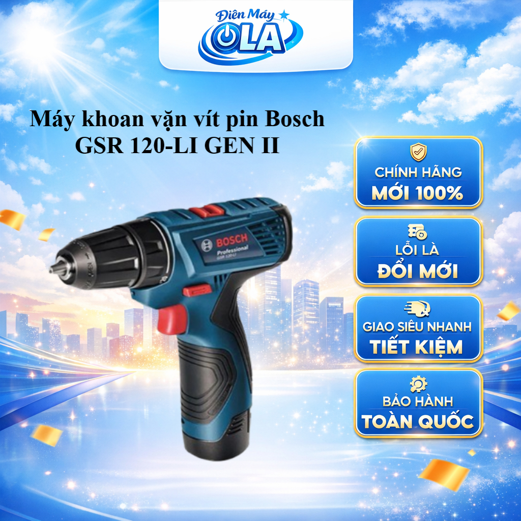 GSR 120-LI GEN II - Máy khoan vặn vít pin Bosch GSR 120-LI GEN II - Hàng chính hãng