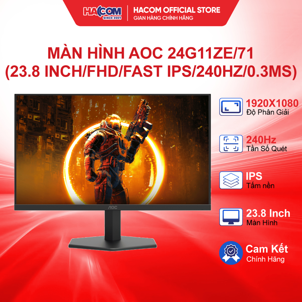Màn Hình AOC 24G11ZE/71 (23.8 inch/FHD/Fast IPS/240Hz/0.3ms) HACOM PC