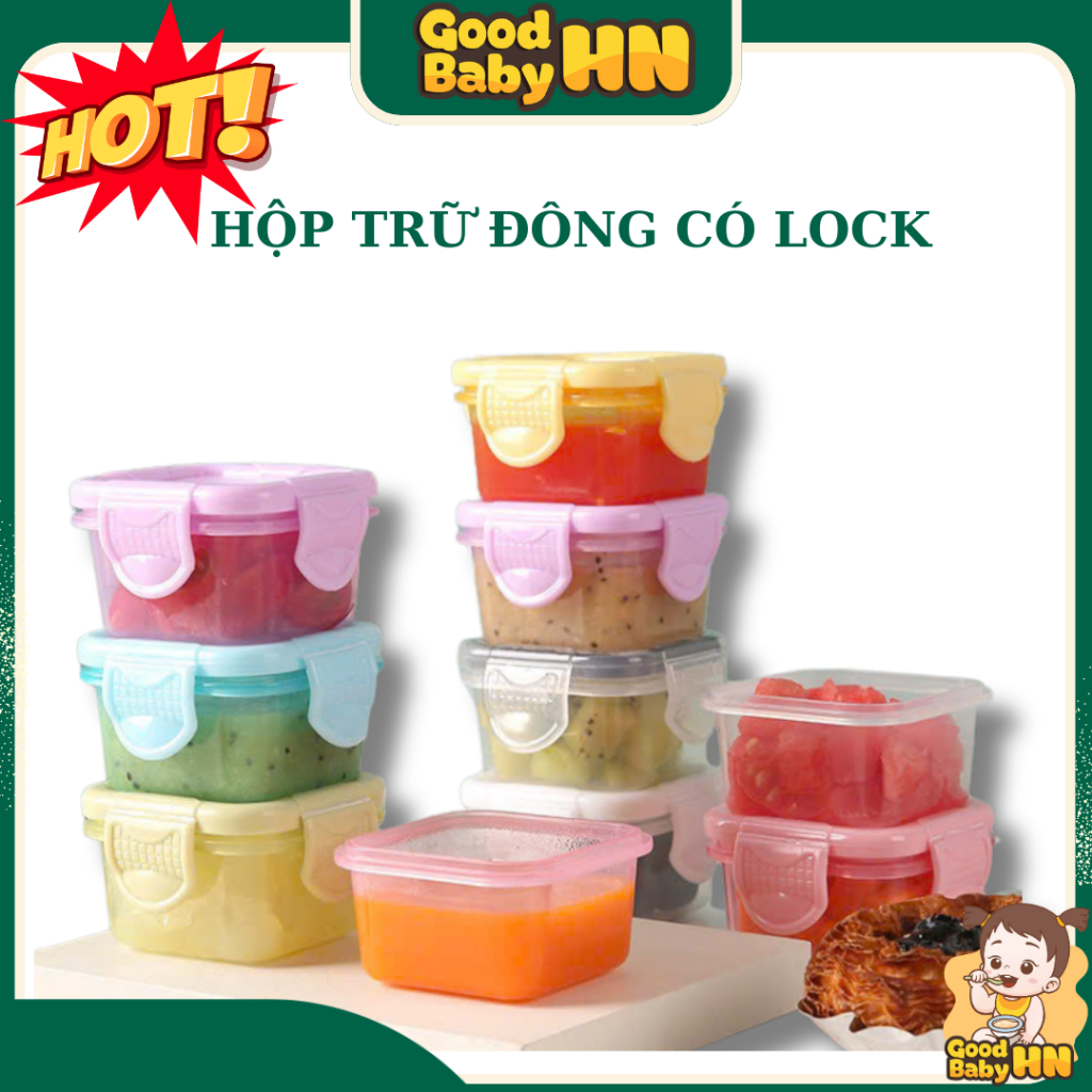 Set 5 Hộp Trữ Đồ Ăn Dặm Cho Bé Yêu 50ml,100ml,150ml Hộp Nhựa An Toàn Cho Bé