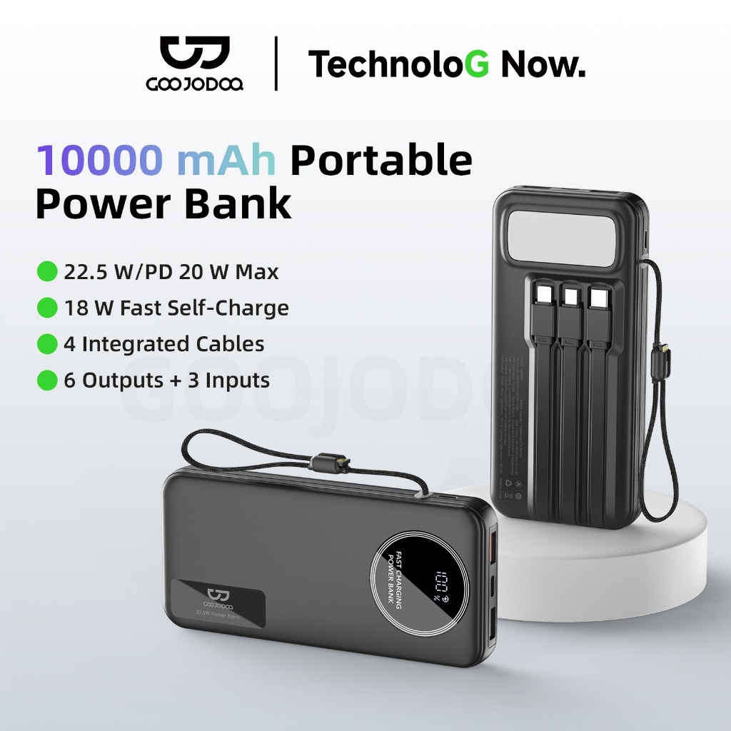 Sạc Dự Phòng 9 Cổng GOOJODOQ 20000mAh - Cáp Tích Hợp Sẵn, Sạc Nhanh PD, Có Màn Hình Số | BigBuy360 - bigbuy360.vn