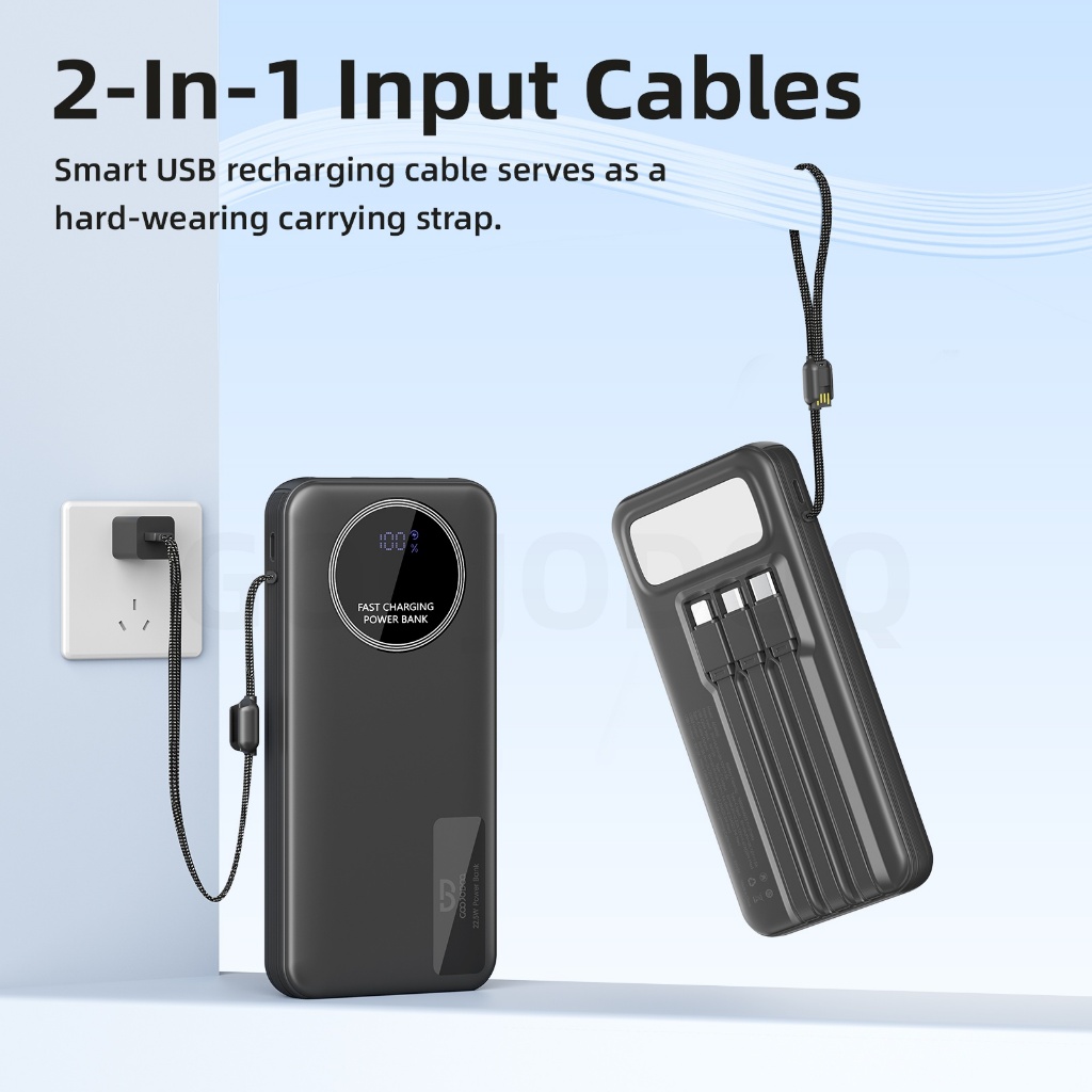 Sạc Dự Phòng 9 Cổng GOOJODOQ 20000mAh - Cáp Tích Hợp Sẵn, Sạc Nhanh PD, Có Màn Hình Số | BigBuy360 - bigbuy360.vn