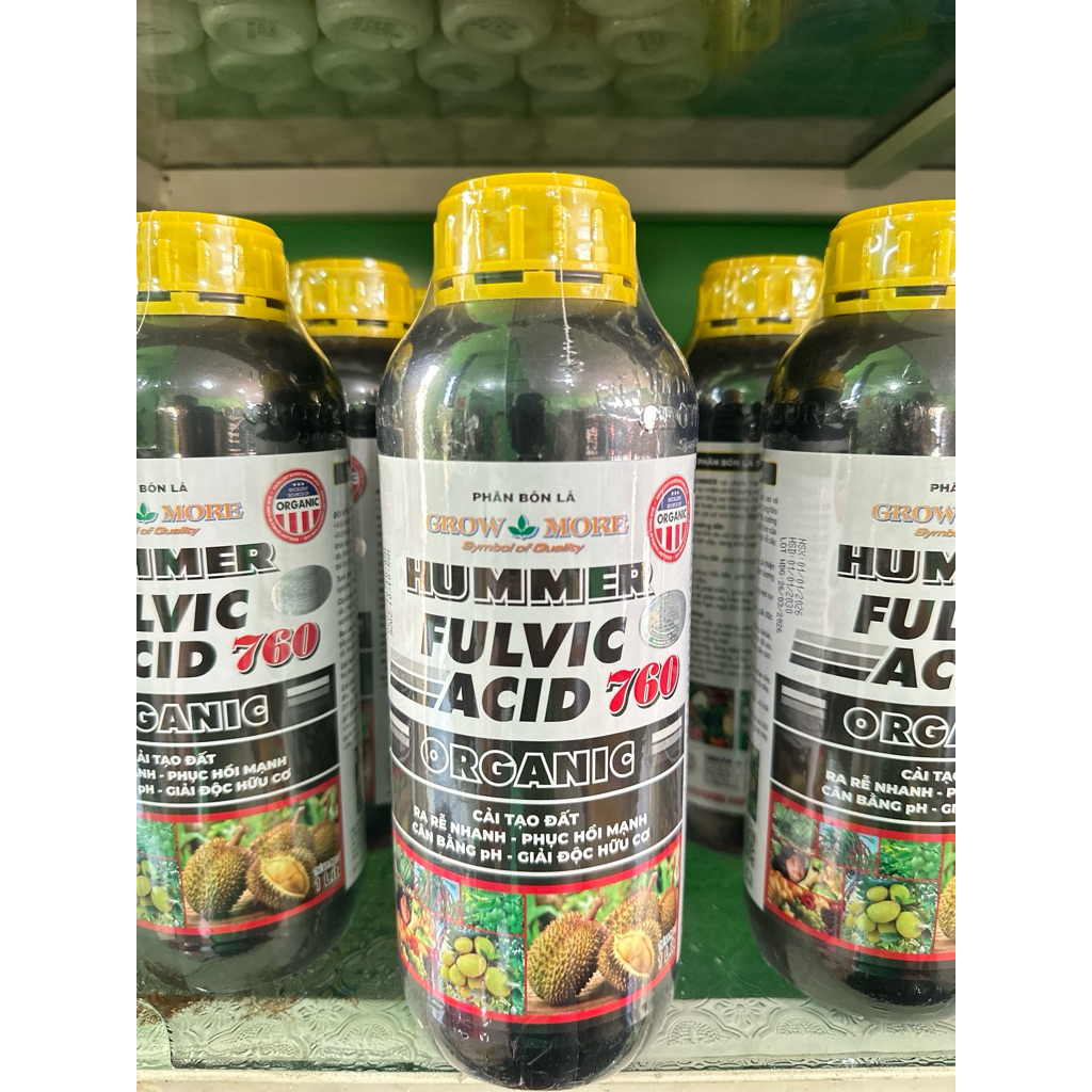 Phân Bón Lá Hữu Cơ  Grow More Hummer H1 Humic Acid 760 - Chai 1lít
