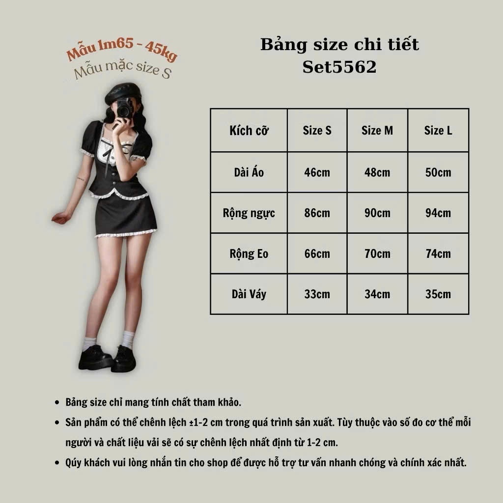 Set Áo Sơ Mi Cộc Tay Hari Phối Chân Váy Viền Bèo Nữ Dễ Thương Thanh Lịch 5562 | BigBuy360 - bigbuy360.vn