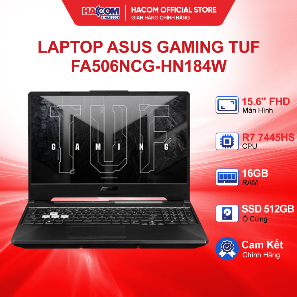 Laptop Asus Gaming TUF FA506NCG-HN184W-R77445HS/16GB RAM/512GB SSD/15.6 FHD/144hz/RTX3050 4GB/Win11