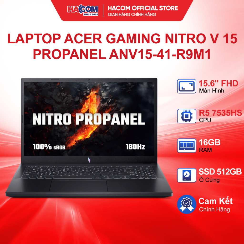 Laptop Acer Gaming Nitro V15 ProPanel ANV15-41-R9M1 (R5-7535HS;16GB/512GBSSD; RTX3050/6GB/15.6" FHD)