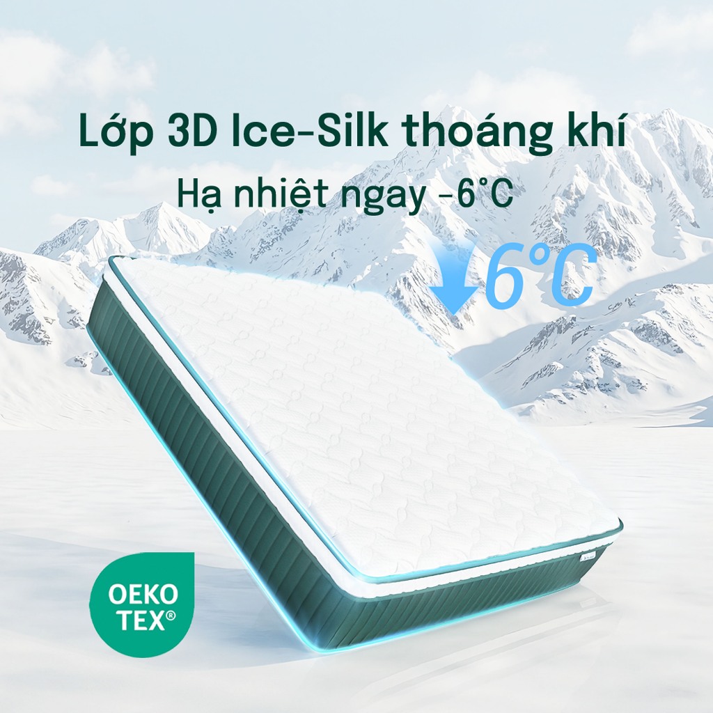Nệm Lò Xo Túi Độc Lập MOSSWOOD Mát Lạnh - Vải Ice-Silk & Gel Foam Thoáng Khí 25cm | BigBuy360 - bigbuy360.vn
