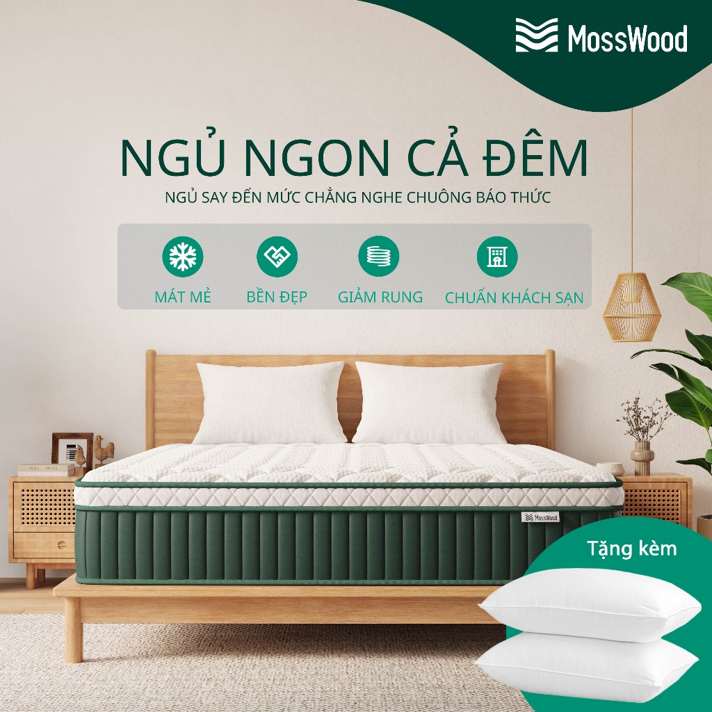 Đệm Lò Xo MossWood - Chống Rung 100% - Không Ảnh Hưởng Người Dịnh - Cố Định Biên Không Sụp | BigBuy360 - bigbuy360.vn