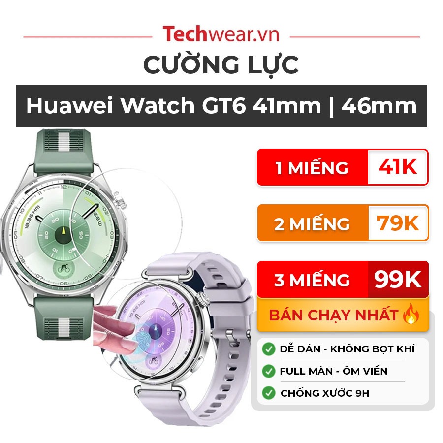 [Mua nhiều giá tốt] Cường lực Huawei Watch GT6 41mm 46mm GT6 Pro | Cường lực chống trầy xước bể vỡ |