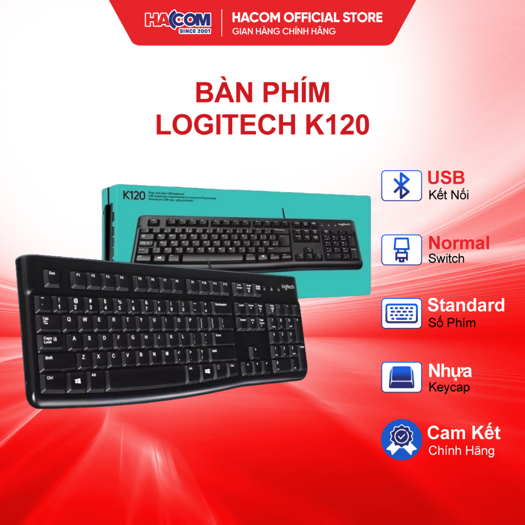 Bàn Phím LOGITECH K120 (USB/ĐEN) HACOM PC