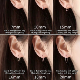Khuyên tai bạc TLEE tròn trơn nhiều size có chốt basic B0278