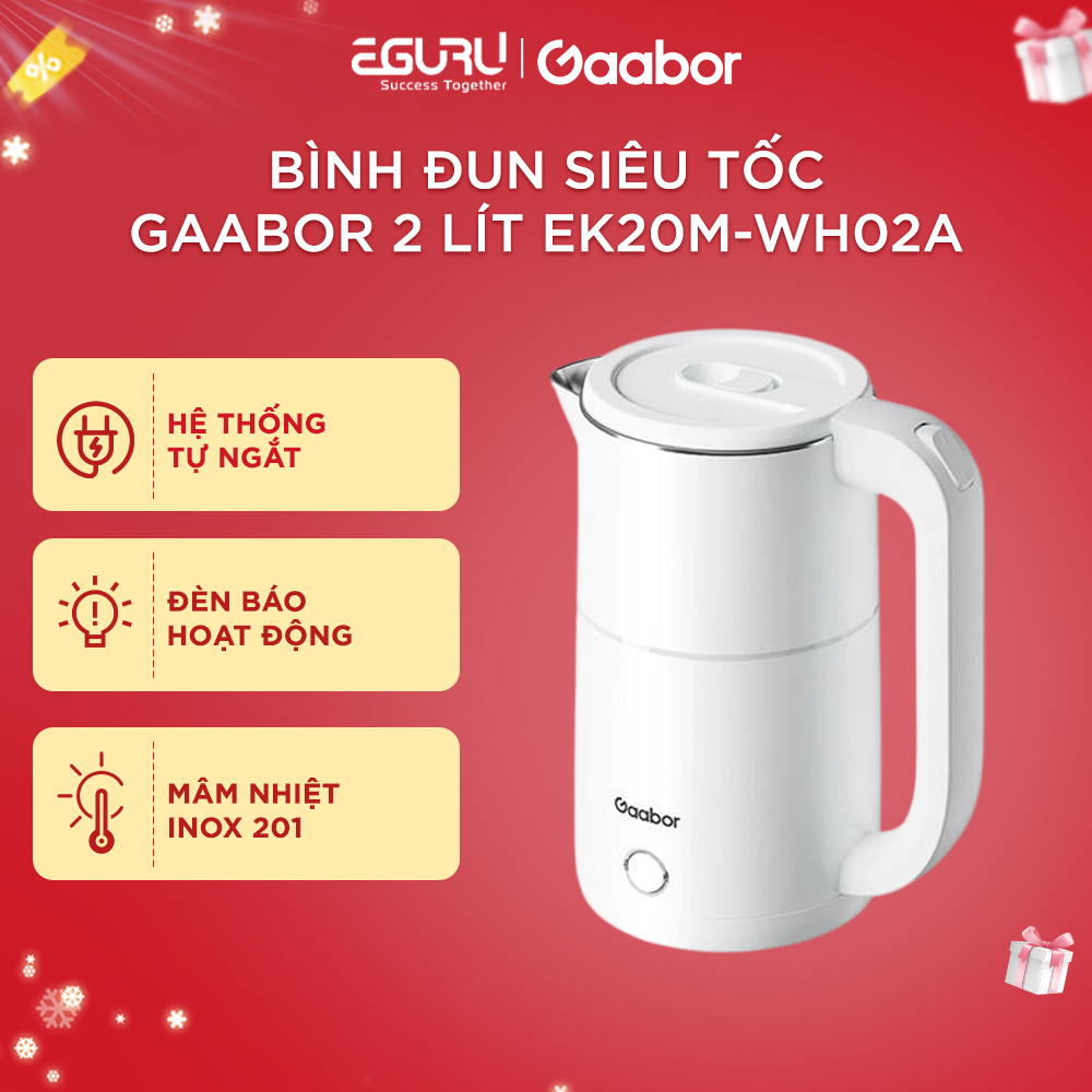 Bình Đun Siêu Tốc Gaabor 2 Lít EK20M-WH02A 1500W - Hàng Chính Hãng