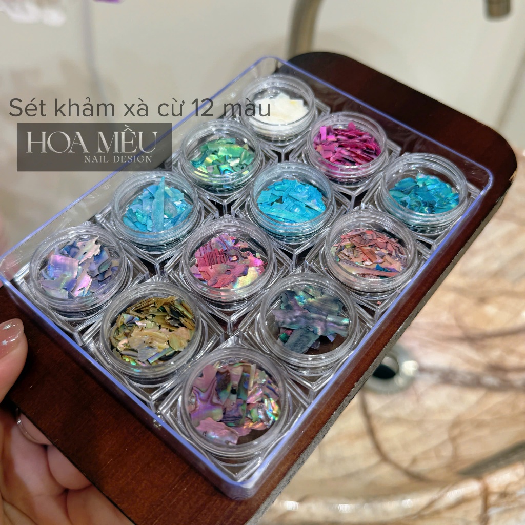 Xà Cừ Nail Vân Đá 12 Ô – Set Trang Trí Móng Cao Cấp