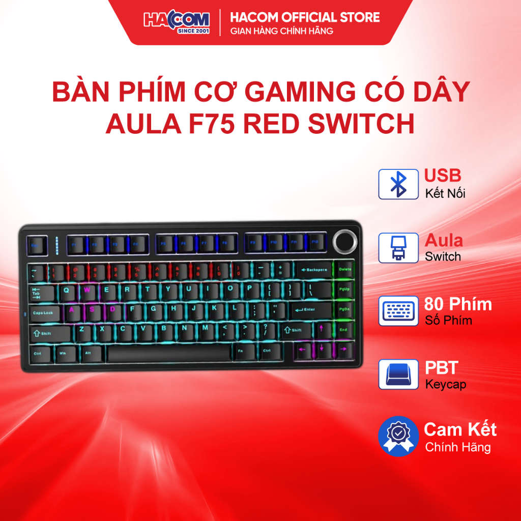 Bàn Phím Cơ gaming có dây AULA F75 - Bảo Hành 24 Tháng HACOM PC