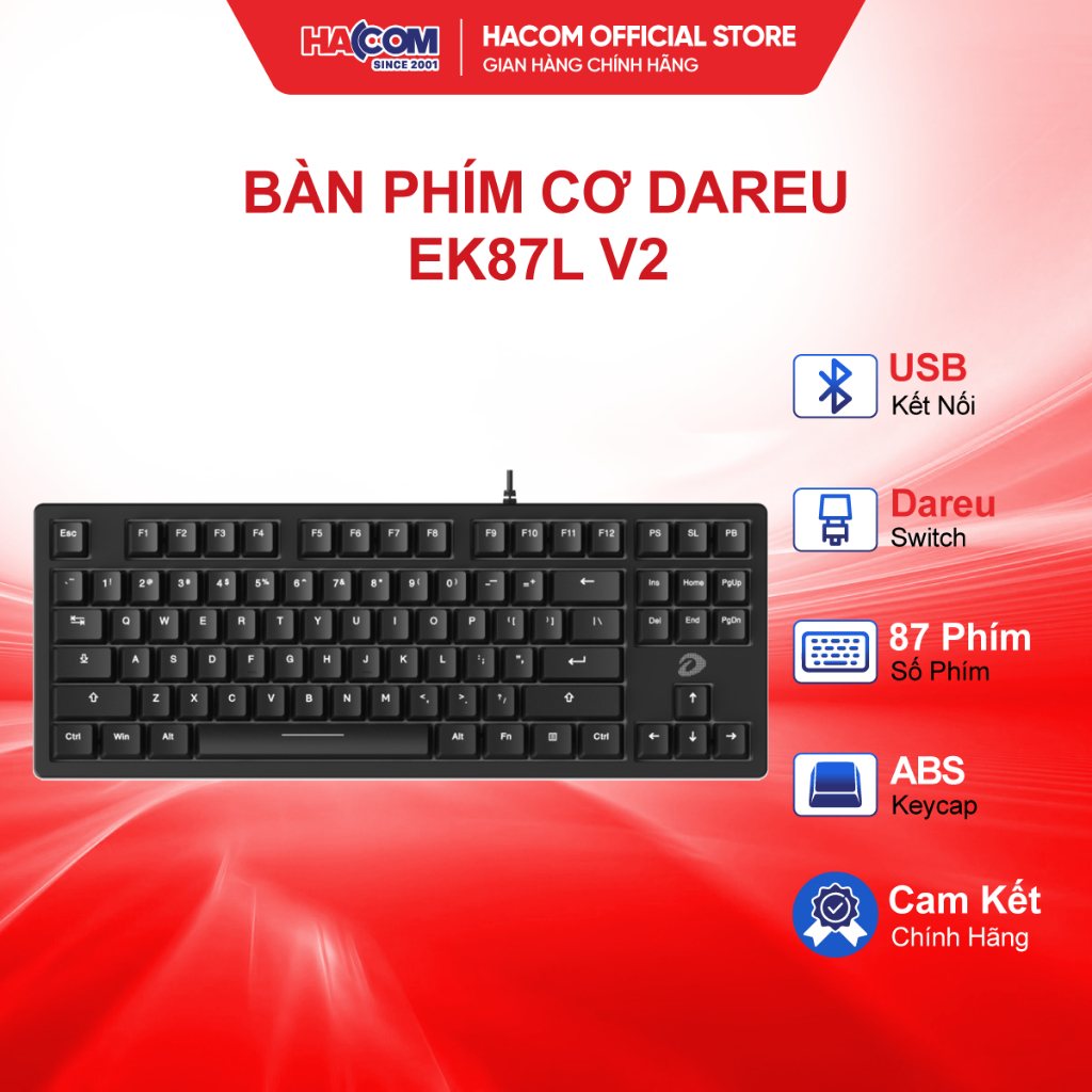 Bàn Phím Cơ DAREU EK87L v2 Black Dream switch - Bảo Hành 24 Tháng HACOM PC