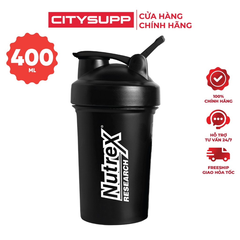 Bình Lắc Nutrex Research (400ml) Bình Đựng Nước, Bình Đựng Whey, Mass, Pre Workout và Creatine