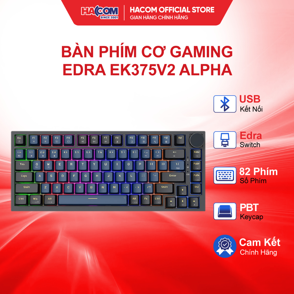 Bàn Phím Cơ gaming EDRA EK375v2 - Bảo Hành 24 Tháng HACOM PC