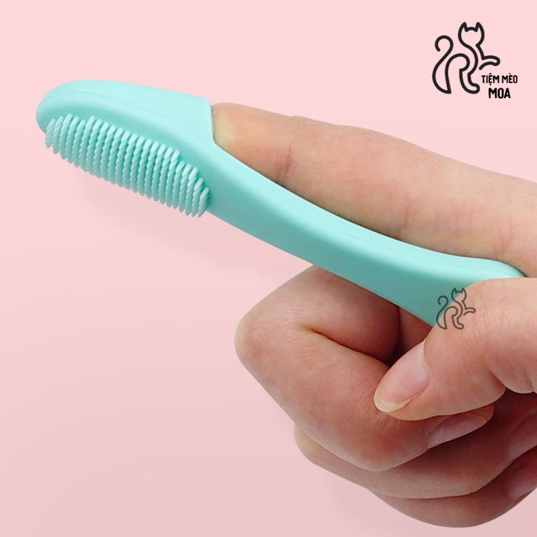 Tay chải silicon mềm hỗ trợ làm sạch lông giảm cằm đen ở mèo - Tiêm Mèo Moa