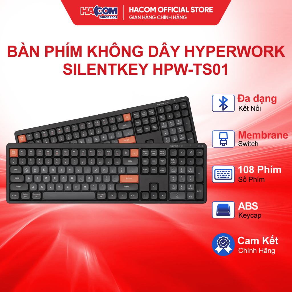 Bàn Phím không dây HyperWork SilentKey HPW-TS01 HACOM PC