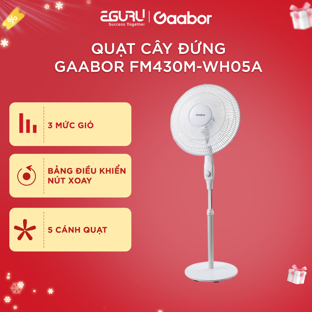 Quạt cây đứng Gaabor FM430M-WH05A xoay tự động tuần hoàn có 3 chế độ gió tùy chỉnh - Hàng chính hãng