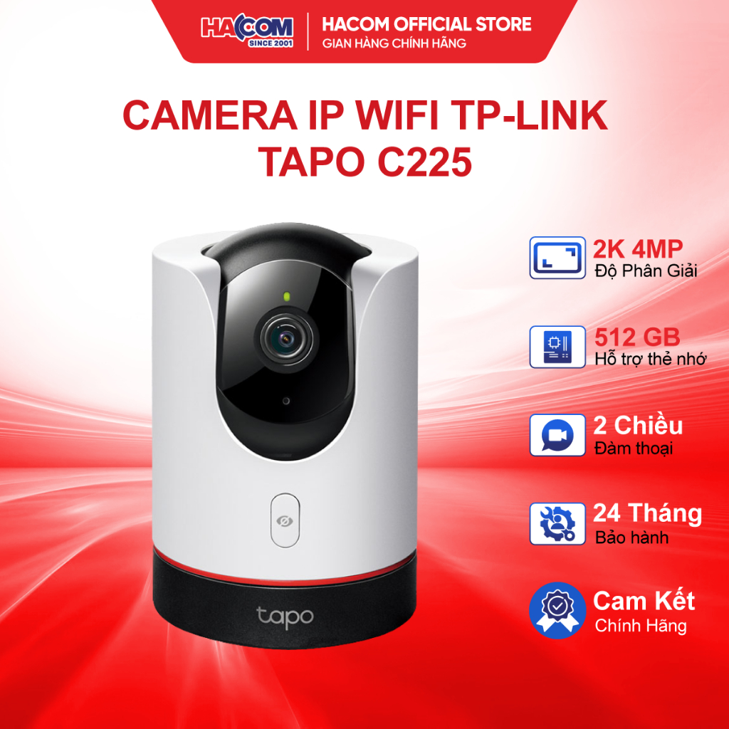 Camera IP Wifi TP-Link Tapo C225 4.0MP, 2K, 360 độ HACOM PC