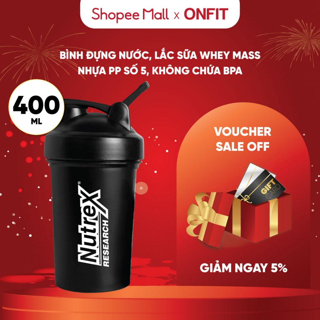 Bình Shaker Nutrex (400ml) Bình Có Quai Xách, Bình Đựng Nước, Whey, Mass, Pre Workout và Creatine