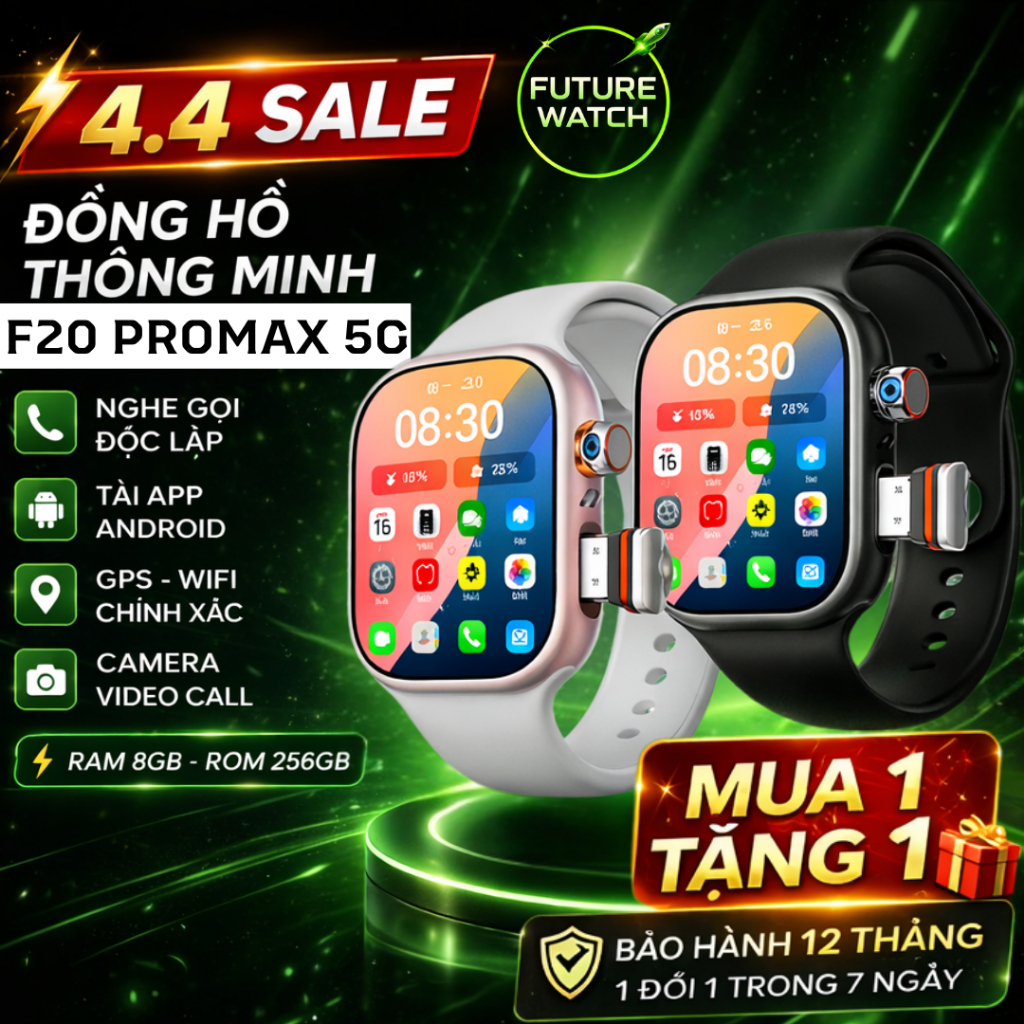 Đồng Hồ Thông Minh APAX Watch F20 5G Android, Tải App, Camera Xoay, Video Call, GPS