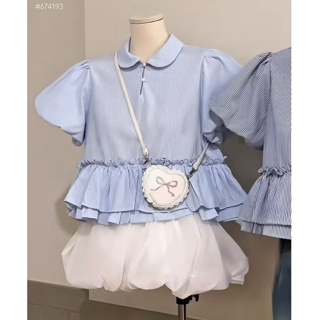 (Nhiều Mẫu DEAL MỞ BÁN) Áo kiểu nữ cổ sen tay phồng form babydoll bèo tầng dễ thương