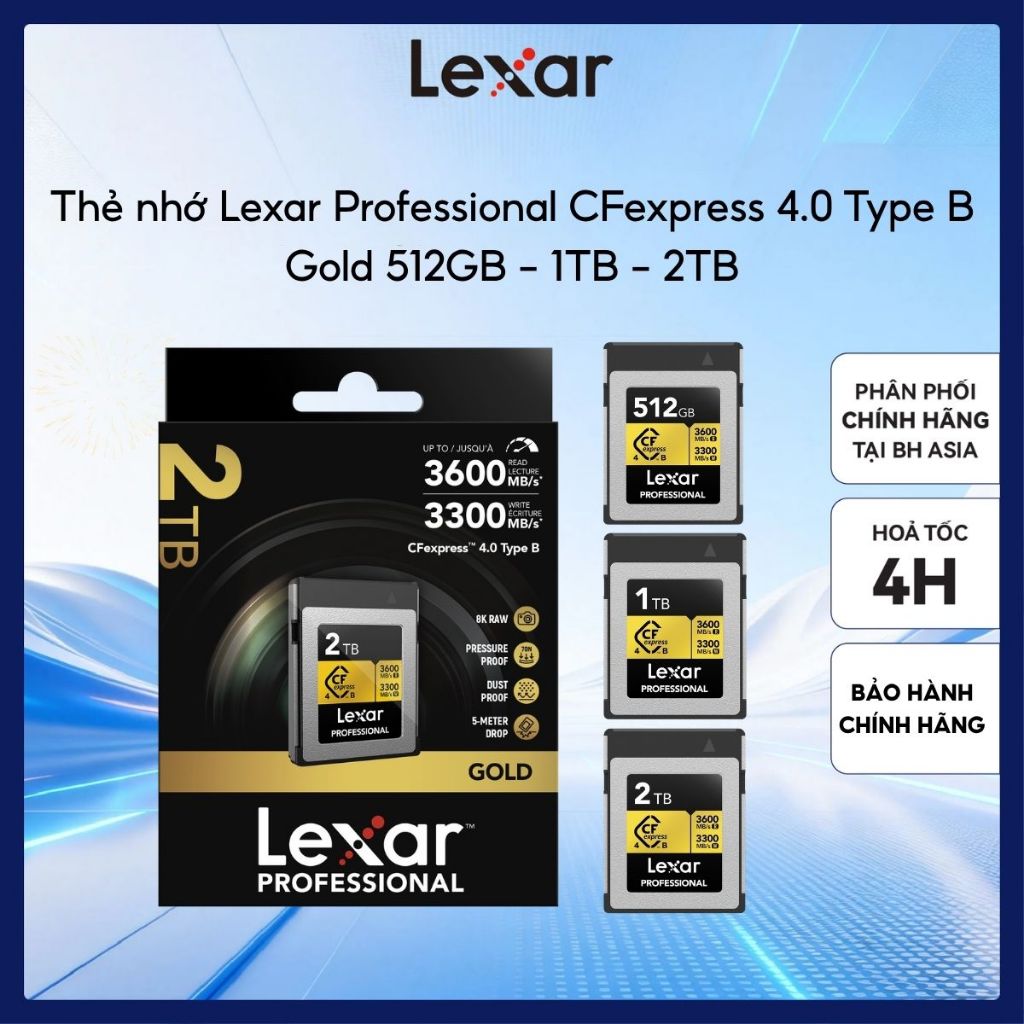 Thẻ nhớ Lexar Professional CFexpress 4.0 Type B Gold 512GB - 1TB - 2TB