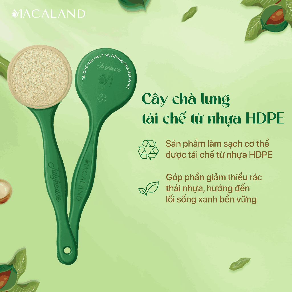Cây Chà Lưng Tẩy Tế Bào Chết MACALAND Tái Chế Từ Nhựa HDPE