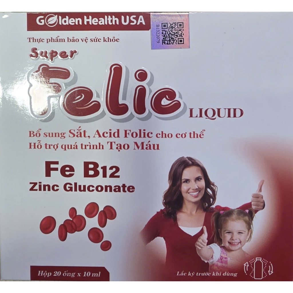 Super Felic - Siro bổ sung MÁU do thiếu SẮT - H/20 ống