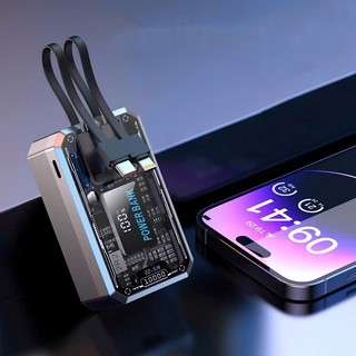 ID44/ Vỏ box sạc dự phòng trong suốt 4 cell 21700 (DK101) Sạc nhanh 22.5W không lò xo (Không có pin)