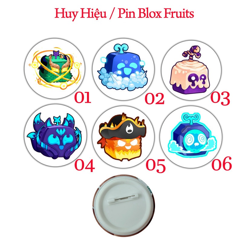 Huy hiệu /Pin anime Blox Fruits nhiều mẫu đẹp Kích thước 5.8cm và 7.5cm