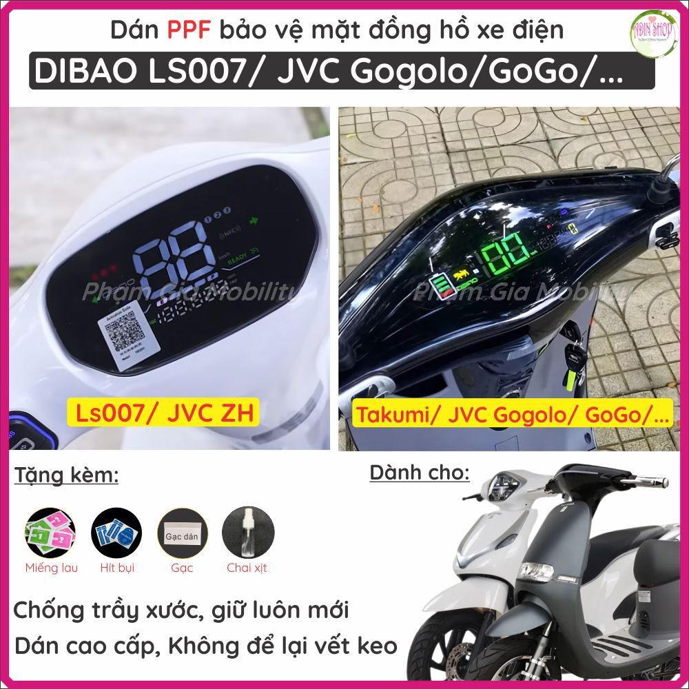 Dán màn hình đồng hồ xe điện Dibao LS007/ KAZUKI/ Takumi/ Gorogo/ JVC ZH, Gogolo/ Gogo... PPF trong,